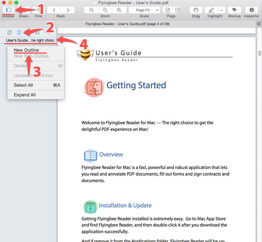 3 Different ways to Create Outlines in Flyingbee Reader--Method C