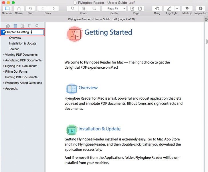 How to edit the outline text