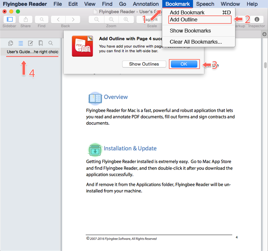 3 Different ways to Create Outlines in Flyingbee Reader-Method B